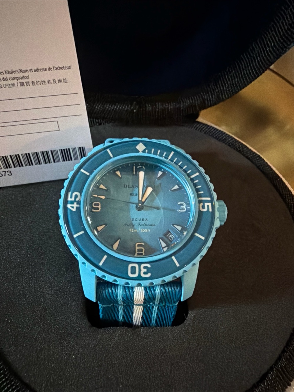 Blancpain x Swatch Blue Lagoon Fifty Fathoms Watch